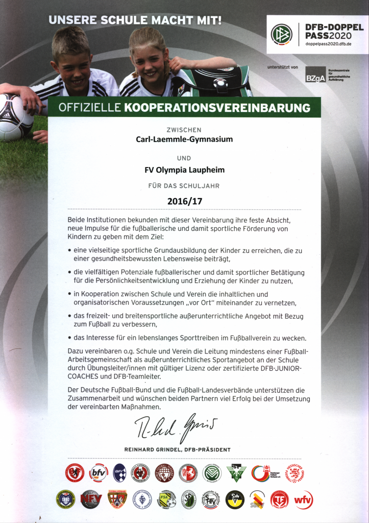Kooperationsvereinbarung mit FV Olympia Laupheim