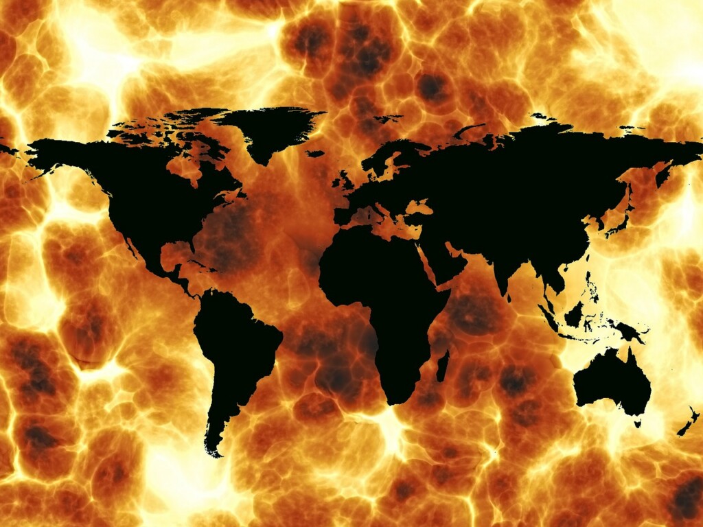 Weltkarte mit Feuermeer
