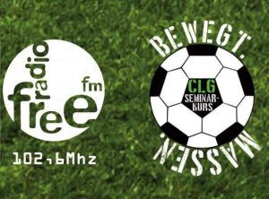 Logo FreeFM und Fußball. Bewegt. Massen.