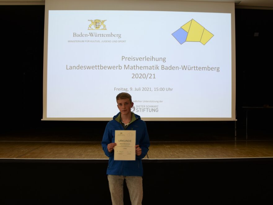 Robert Zimmermann bei der Preisverleihung des Landeswettbewerbs Mathematik